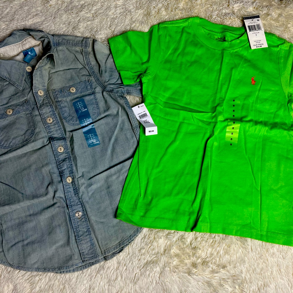 2 boys size 5 shirts NEW Ralph Lauren and GAP